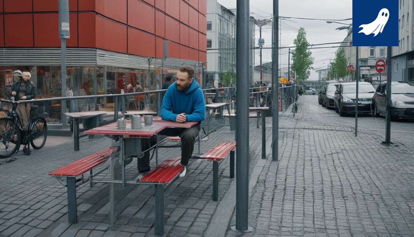 Cafe Nöösins pienin terassi: neljä neliötä, kolme pöytää ja loputon turhautuminen.