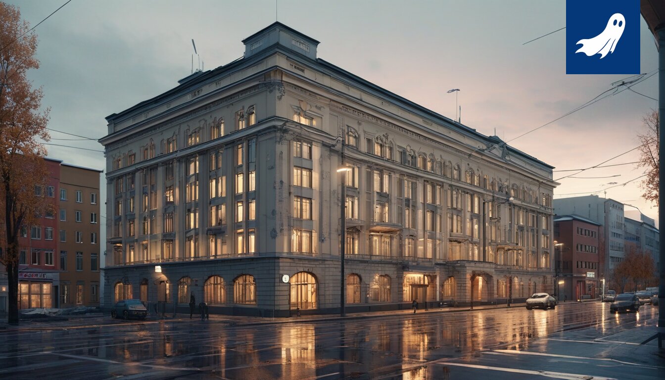 Hämeenpuistossa sijaitseva Puistotorni, joka on Voionmaan opiston uusi koti, kuvattuna satiirisessa uutisartikkelissa.