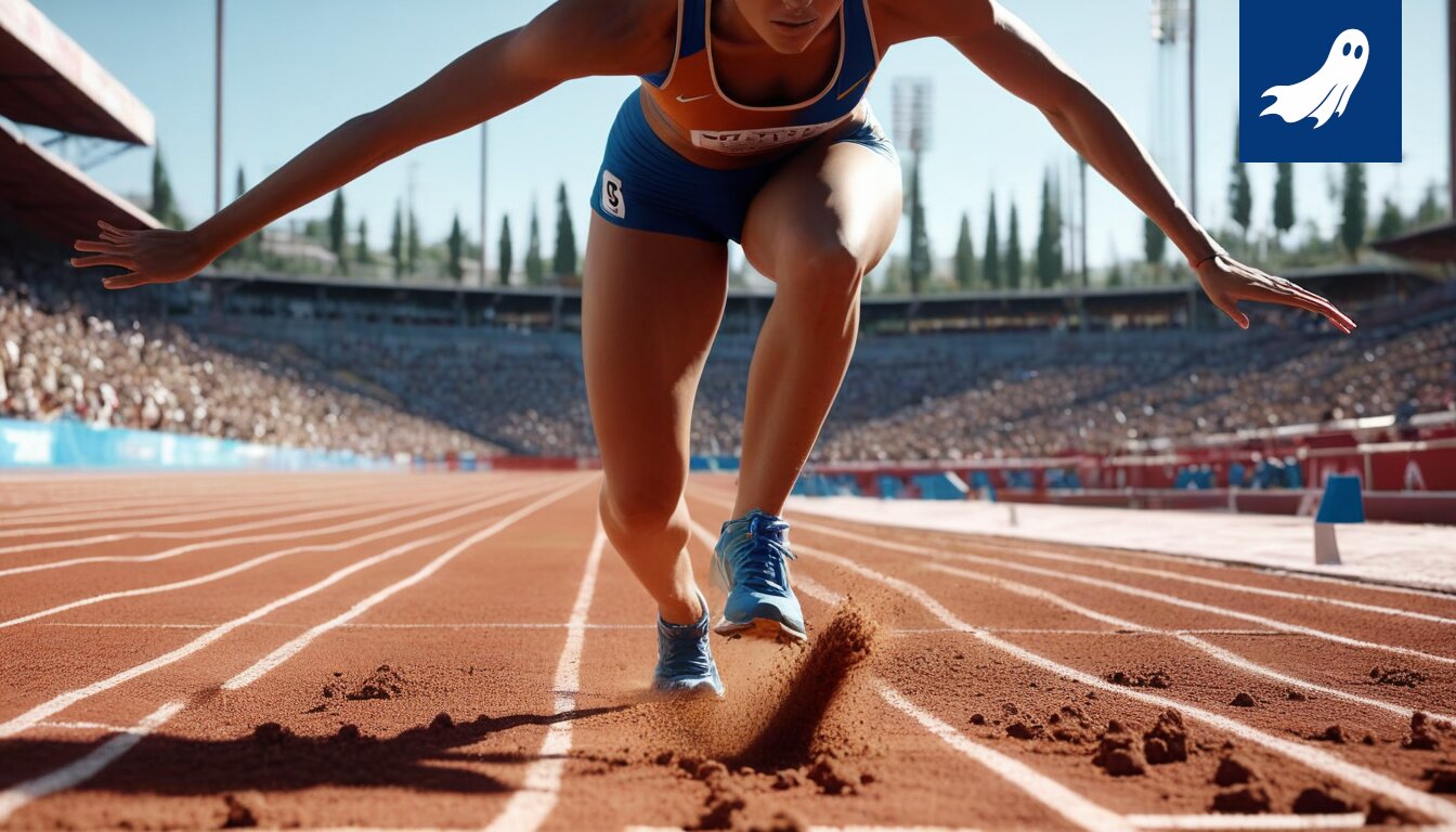 Alisa Launonen seisoo Ratinan stadionilla seitsenottelussa, hänen suorituksensa on merkittävästi parempi kuin odotettu, ja hänellä on päällään urheiluvaatetus.