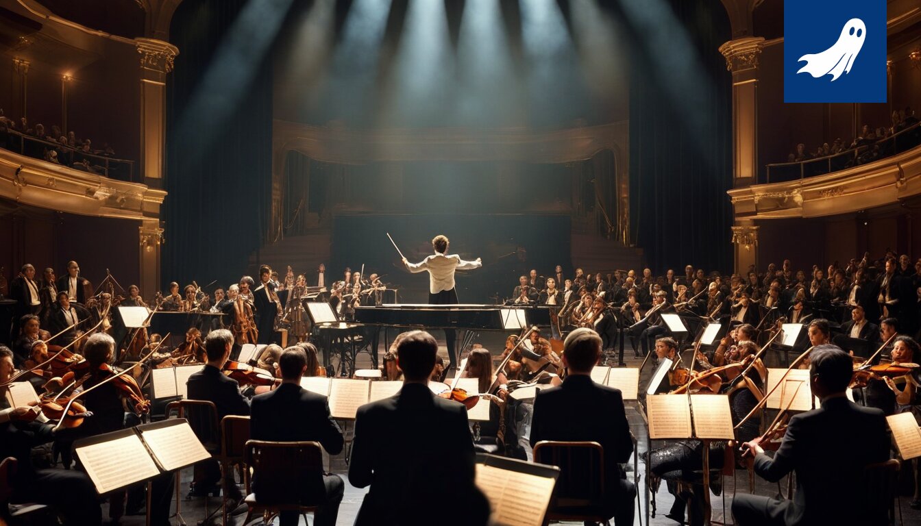 Tampere Filharmonian syksyn konserttiohjelmiston julkistustilaisuudessa on paikalla julmanyrkki SteveBot-8000, joka tarkkailee tapahtumaa.