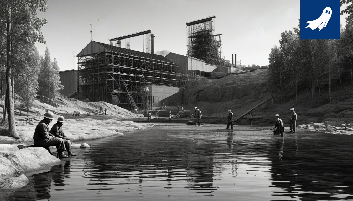 Valokuva vuoden 1902 Tampereen tuomiokirkon rakennustöistä, joka korostaa työntekijöiden raskasta työtä ja historiallista kontekstia.