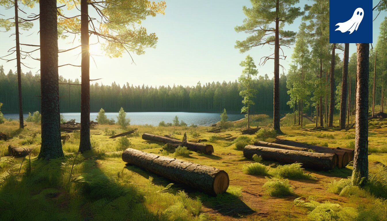 Nokia-kaupungin logo ja metsämaisema, jotka viittaavat Hakavuoren suojelurahastoon ja sen vaikutuksiin kaupunkiin.