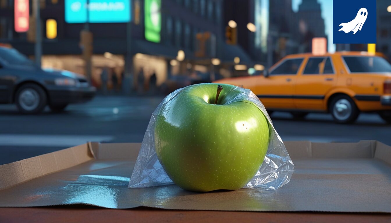 New Yorkin hotelliaamiaisen katastrofaalinen muovikääreiden määrä, jossa on emoji-ilmaisuja.
