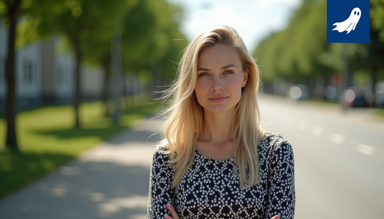 Jonna Ranta-aho hymyilee ja pitää kädessään leikkipaikkarobottia, viitaten hänen suhteeseensa tekoälyyn.