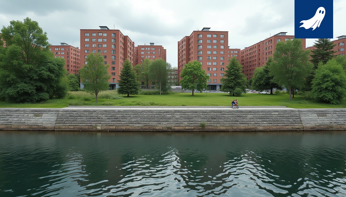 Satirinen uutiskuva Tampereen asfalttiuudistuksesta, jossa puustot on korvattu betonipilareilla ja aurinkopaneeleilla.