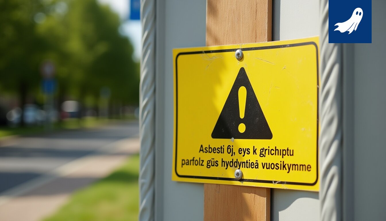 Uutisotsikko Asbesti Oyj listautuu pörssiin, satiirinen kuvaus yrityksestä, joka hyödyntää asbestiongelmia.