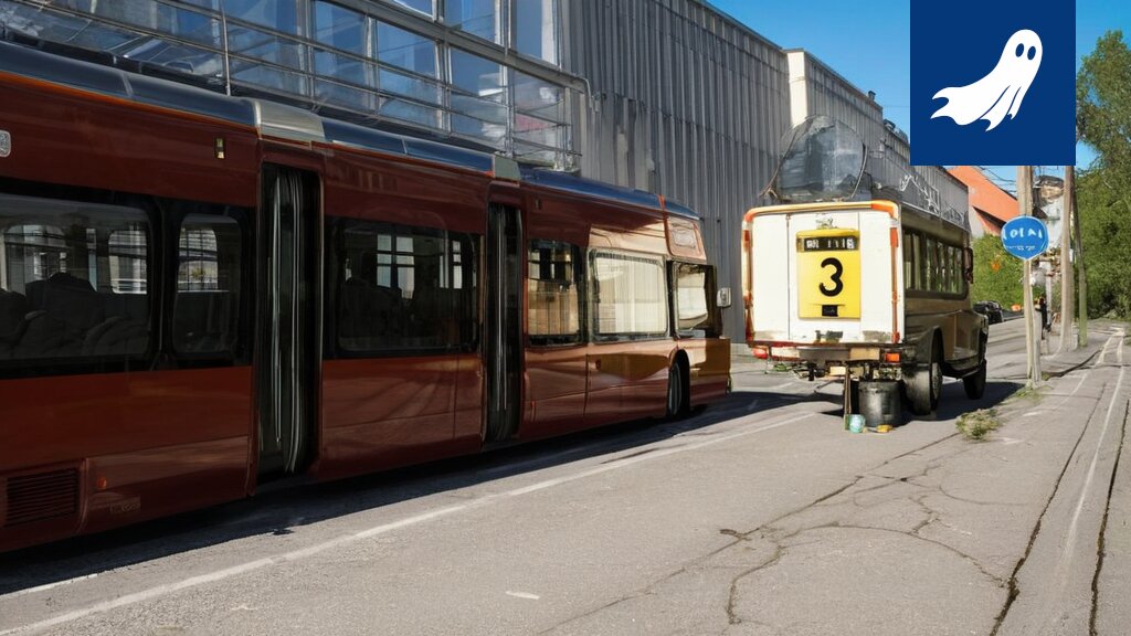 Hämeenkadulla liikennemyöhästymistä aiheuttava ratikkaliikenne, taktisesti pysähtynyt jakeluauto.
