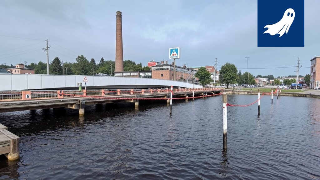 Särkänniemen Särkänsilta, jossa on nähtävissä valvontakameroita ja futuristista teknologiaa.