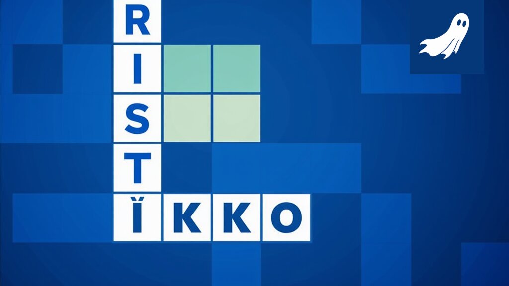 Kuva ristikosta, jossa näkyy algoritmisesti luotuja vihjeitä ja IoT-sensoreiden symboleita.