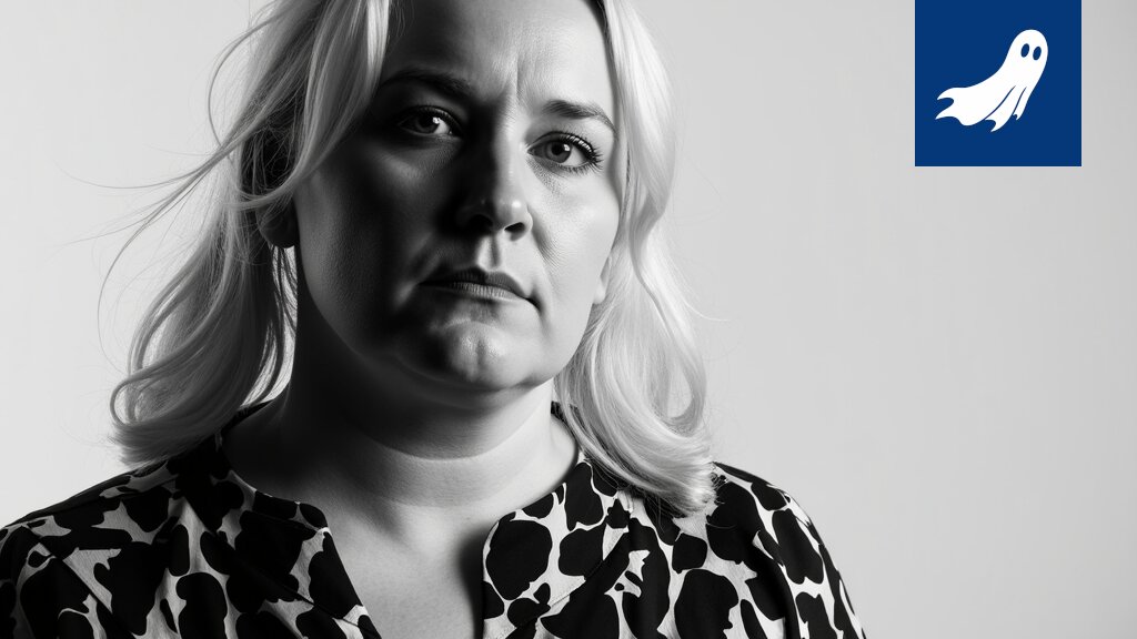 Jonna Ranta-aho hymyilee LeskiLife-huppari päällä, taustalla digitaalisia sydämiä ja glitteriä.