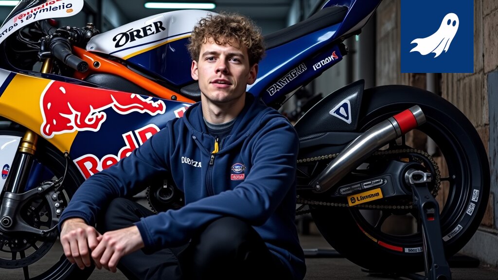 Rico Salmela ajamassa Moto3-moottoripyörällä, glitteriä ja vauhtia ilmassa.