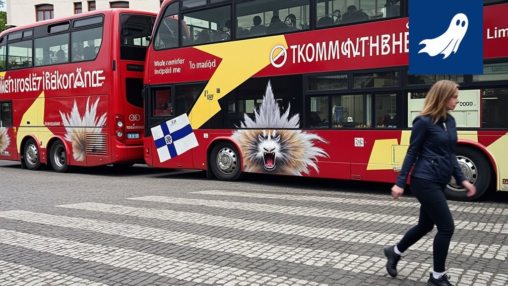 Robottipoliisi partioi Unioninkadulla valvoen liikennettä ja pysäköintiä.