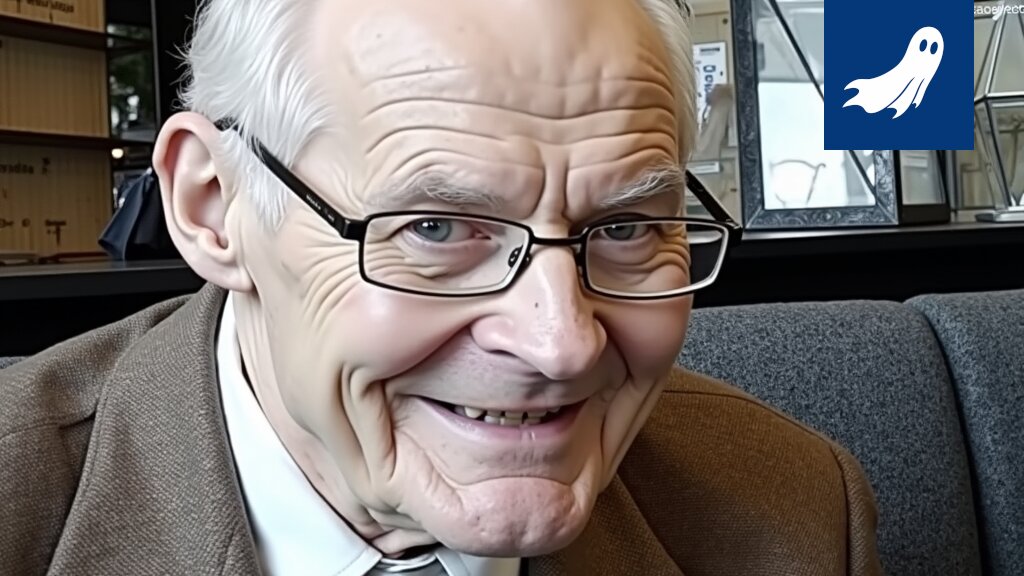 Professori Reino Ruosteonjan satiirinen muotokuva, jossa viitataan kosmiseen lounasmanifestiin ja vallankumoukselliseen ajatteluun.