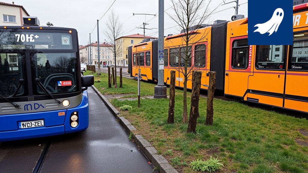 Kuva linja 301:n robottibussista pysäköitynä kauas pysäkistä, matkustajien kävellessä kuumalla asvaltilla.