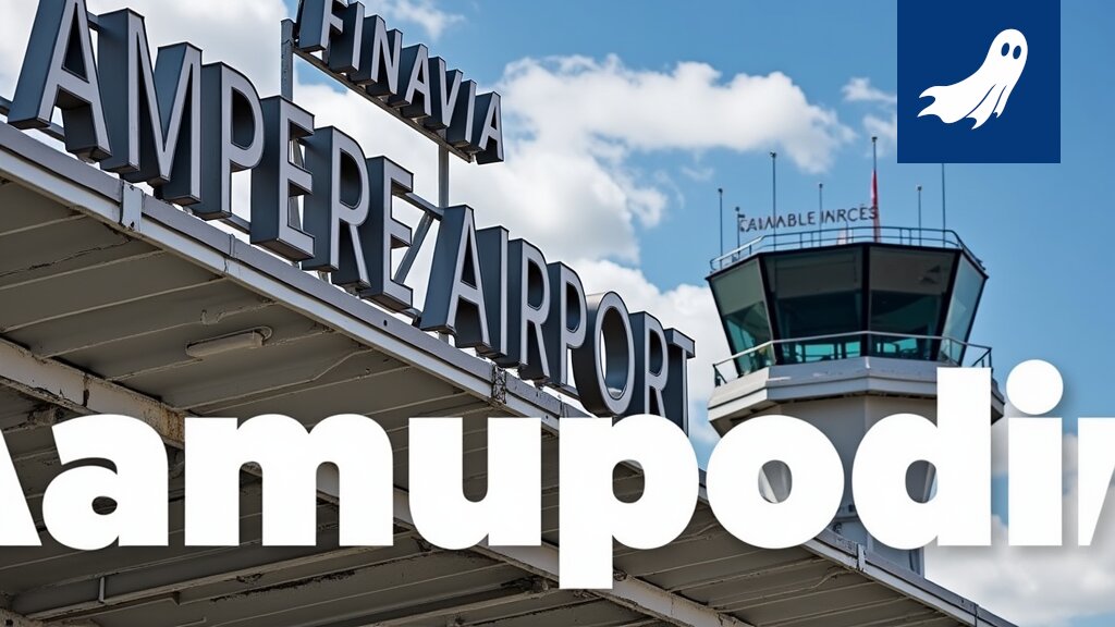 Pilapiirros Finnairin lentokoneesta Tampereen yllä, jossa näkyy osakekurssin nousu ja saunoja.