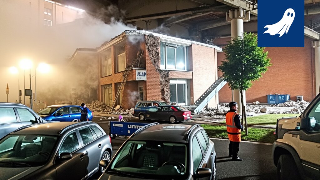 Vaurioitunut kerrostalon julkisivu räjähdyksen jälkeen Amsterdamissa.