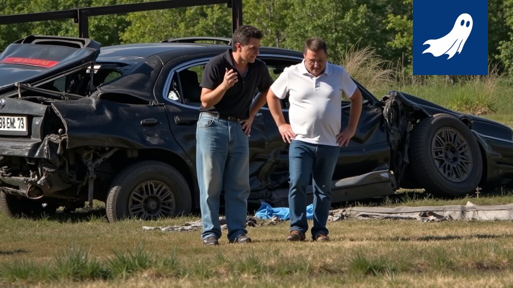 Sähköauto lataamassa, jonka kojelaudasta heijastuu musiikkia, viitaten Oliver Treen tietoisuuden siirtymiseen.