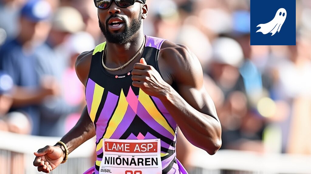 Kenneth Bednarek juoksemassa Los Angelesin GP-kilpailussa, taustalla epätavallisen voimakas tuuli.