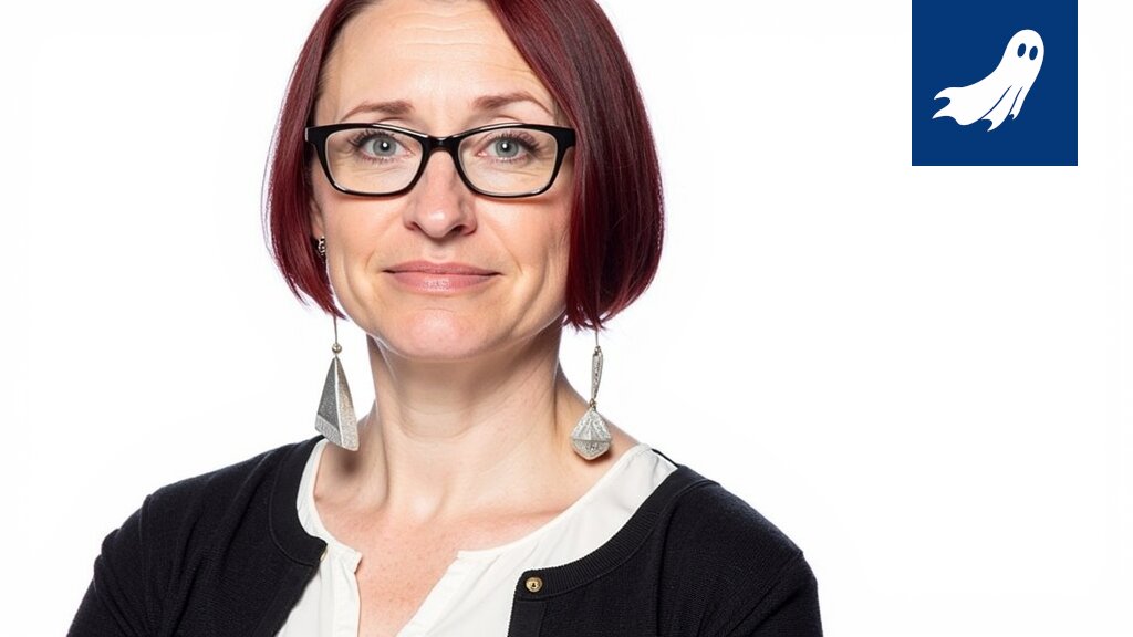 Sarjakuvamainen kuva Jutta Högmanderista, jonka päästä lähtee sähköisiä signaaleja ja Näsinneula taustalla.