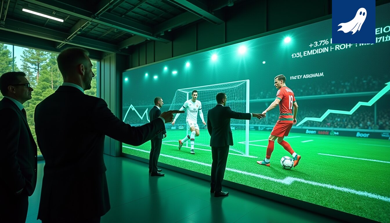 Cristiano Ronaldo mietteliäänä jalkapallokentällä, symboloiden strategista lähestymistapaa urheilussa ja brändin rakentamisessa.