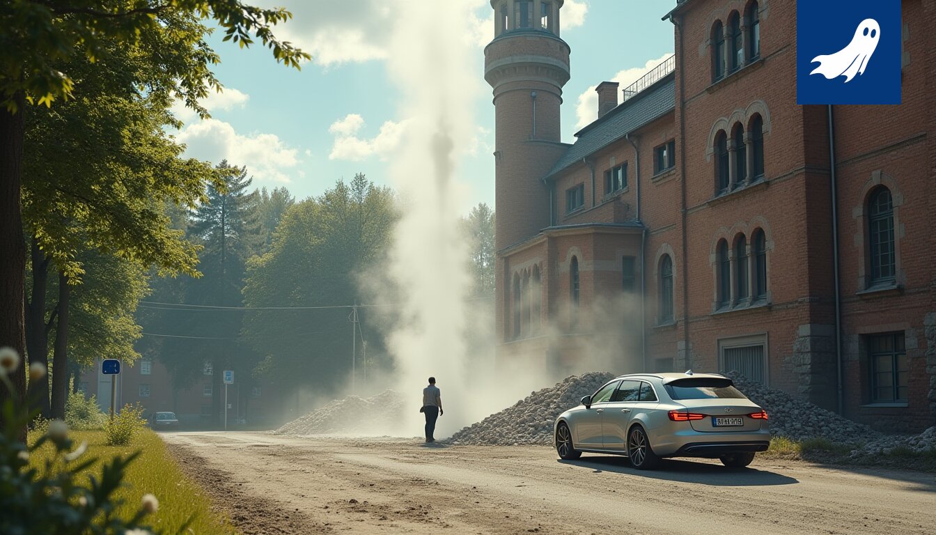 Rakennuskuoppa Tampereen keskustassa, jossa työväentaloja muutetaan magnesiumlouhoksi.