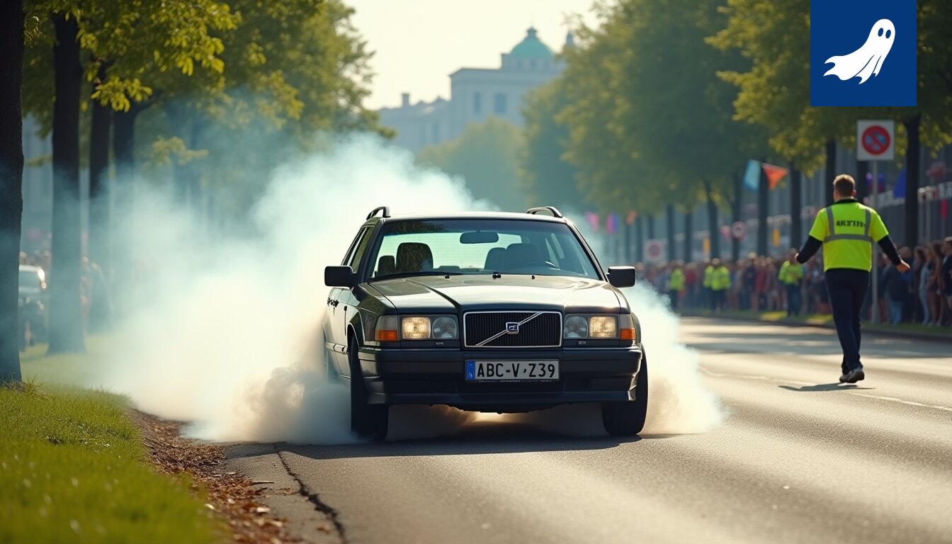 Vilkkaan Manse Pride -tapahtuman kuva, jossa näkyy autoja ja ihmisiä, viitaten "Pride Drift" -haasteeseen.