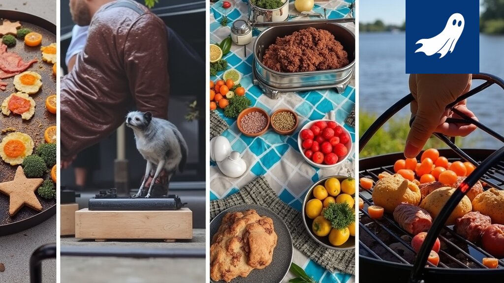 Juspa Jokinen grillaamassa, symboloiden uuden "Grillivaltion" nousua.