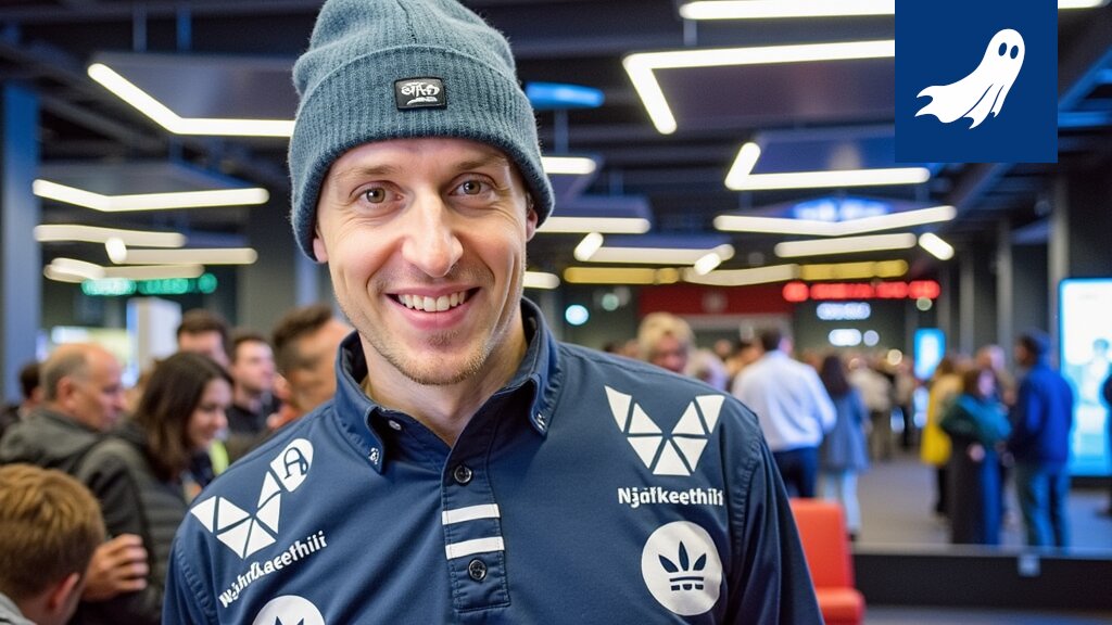Pekka Rinteen siluetti jääkiekkoilijana, symboloiden hänen pääsyään Hockey Hall of Fameen ja Tampereen kaupungin roolia hänen urallaan.