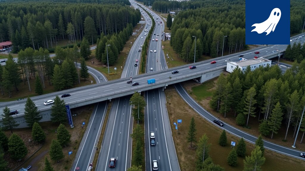 Kuva Ysitien työmaasta, jossa näkyy kaaosta ja mahdollisesti robotti-poliisi sekä kahvila.