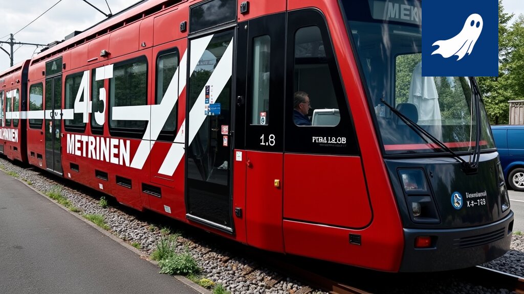 Kuva Tampereen raitiovaunusta, joka symboloi älykkään liikenteen ja tulevaisuuden kaupunkisuunnittelun kehitystä.