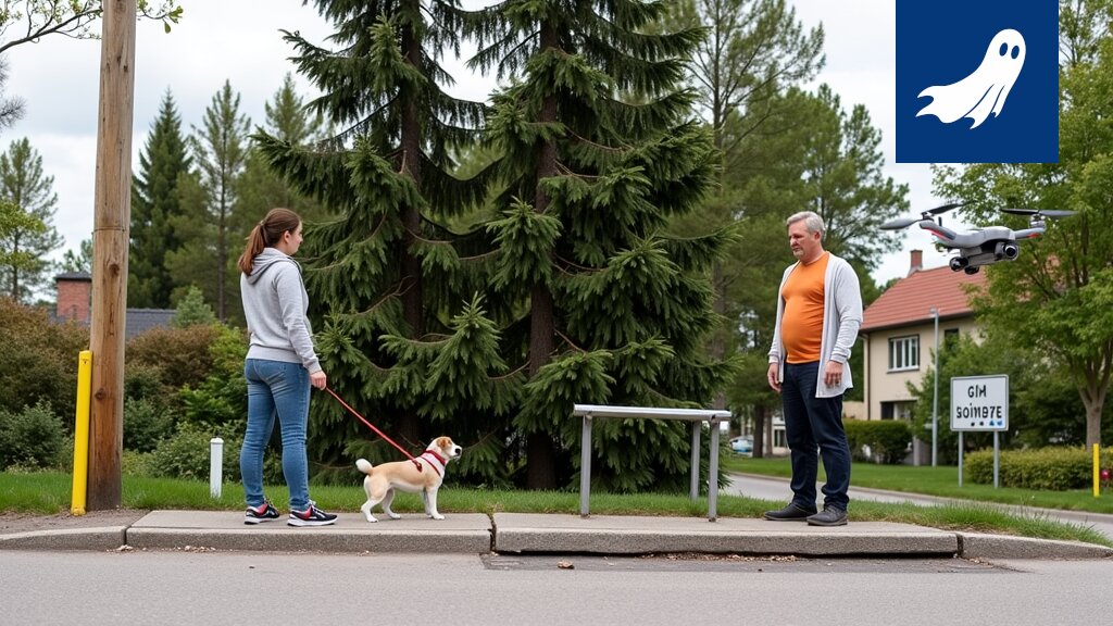 Kuva Korkinmäen Kyläkeinunkadun jalkakäytävästä, joka päättyy yhtäkkiä tyhjään tilaan.