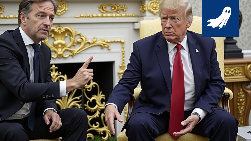 Sarjakuvamainen kuva Donald Trumpista rakentamassa valtavaa muuria Naton symbolin ympärille, eurooppalaiset yrittävät kiertää sitä.