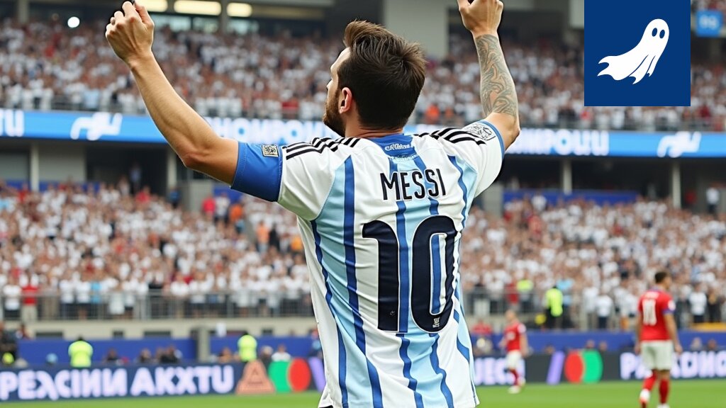 Lionel Messi osoittaa sormellaan taivasta jalkapallokentällä, herättäen kysymyksiä hänen tunteidensa aitoudesta.