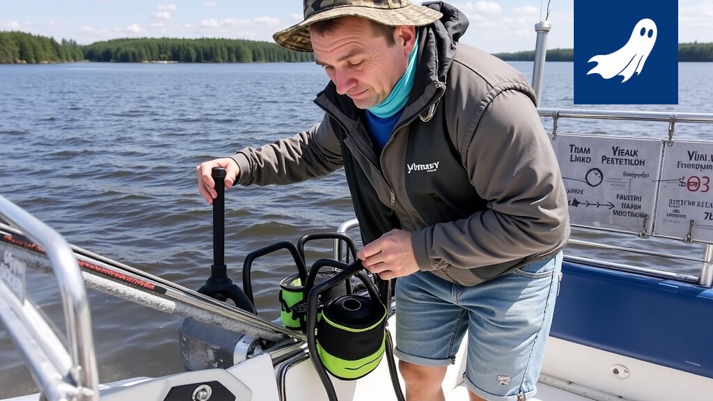 Kuva Janne Oksasesta esittelemässä robottikalastajaa Ylöjärven rannalla.