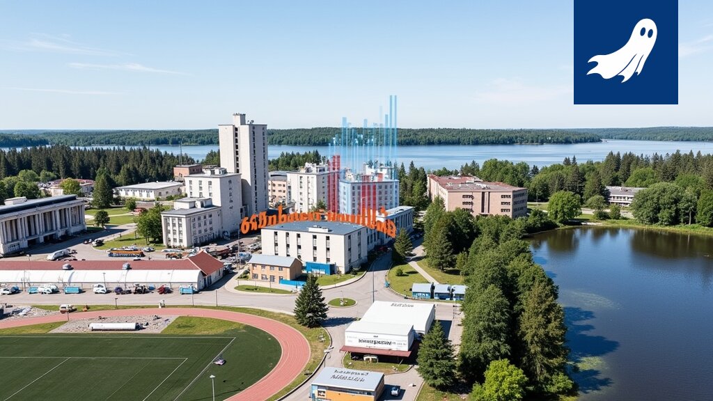 Sarjakuvamainen kuva Pirkkalasta, jossa asukkaat istuvat huolettomasti terassilla algoritmin ennusteiden ollessa pielessä.