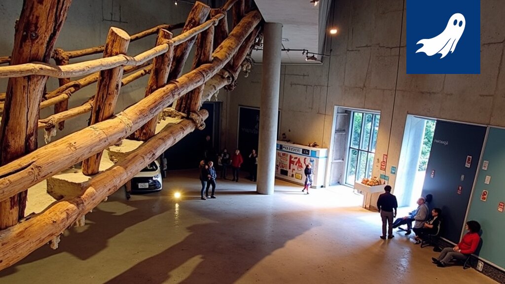 Sarjakuvamainen kuva, jossa museovierailija seuraa museoesineen kurssikäyrää kannettavalla tietokoneella.