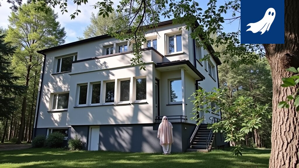 Valkoinen funkkisrakennus Pyhäjärven rannalla, jonka ikkunoista heijastuu auringonvalo.