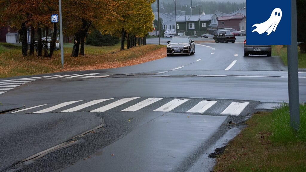 Sarjakuvamainen kuva Tampereen katukuvasta, jossa automaattivalvontakamerat jahtaavat autoja.