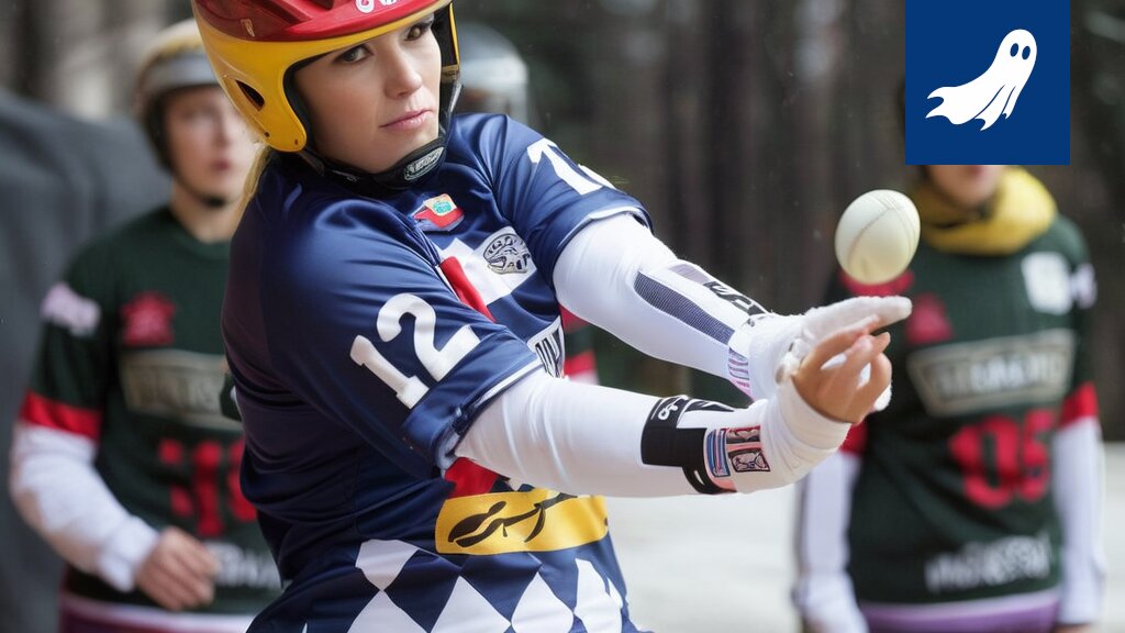 Manse PP:n pesäpallopelaaja syö hunajaa frisbeegolfkentän taustalla, viitaten artikkelin humoristiseen yhteyteen.