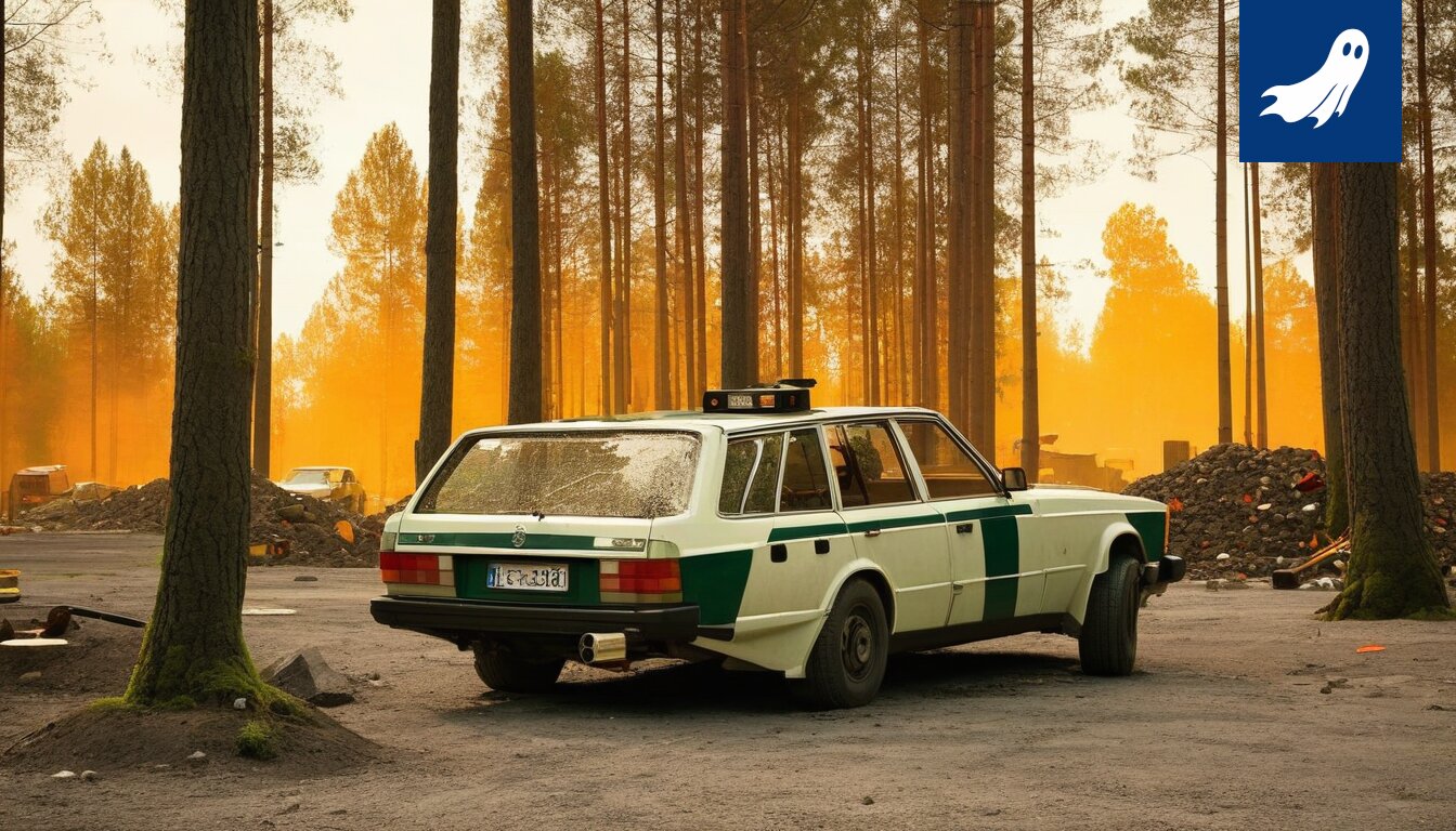 Kirjan kansikuva Ruoveden paholaisesta, jossa näkyy synkkä metsä ja mystinen hahmo.