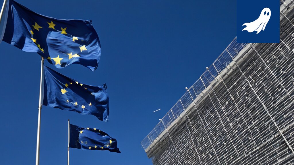 Satiirinen kuva Euroopan parlamentista, joka viittaa viestien muuttamiseen digitaalisiksi NFT-tokeneiksi.