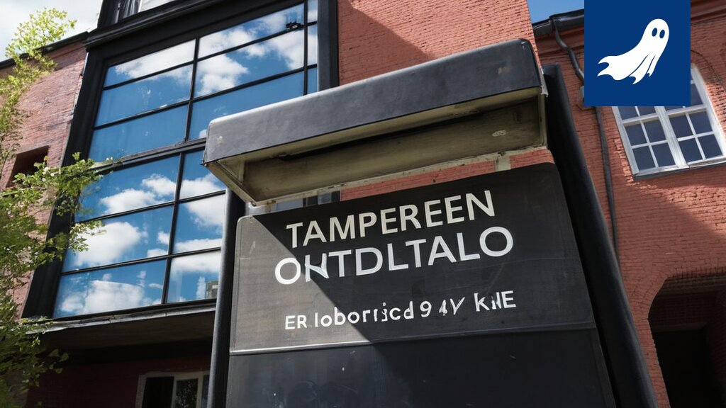 Pimeesalmen autonomisen vyöhykkeen futuristinen maisema, jossa valvontakamerat ja robotit ovat läsnä.