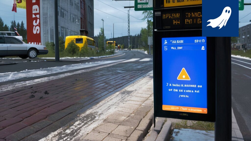 Satiirinen kuva Tampereen ratikkaliikenteen kaaoksesta, jossa pingviinit liikkuvat ratikkakiskoilla.