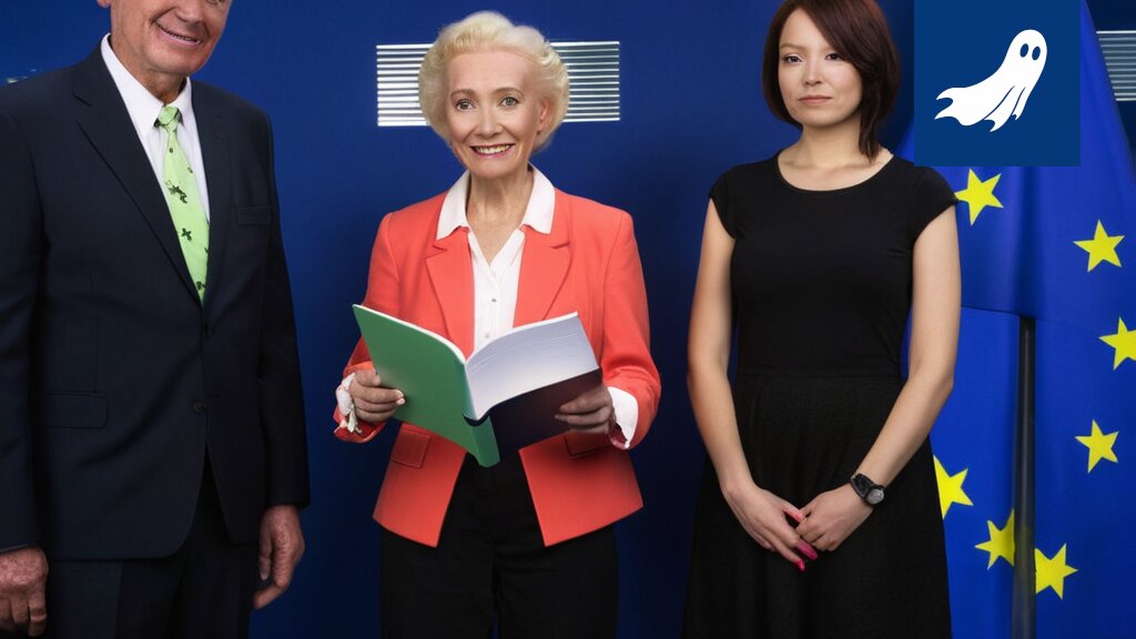 Ursula von der Leyen tanssii TikTok-tanssia glitterin keskellä, symboloiden EU:n uutta some-kampanjaa.