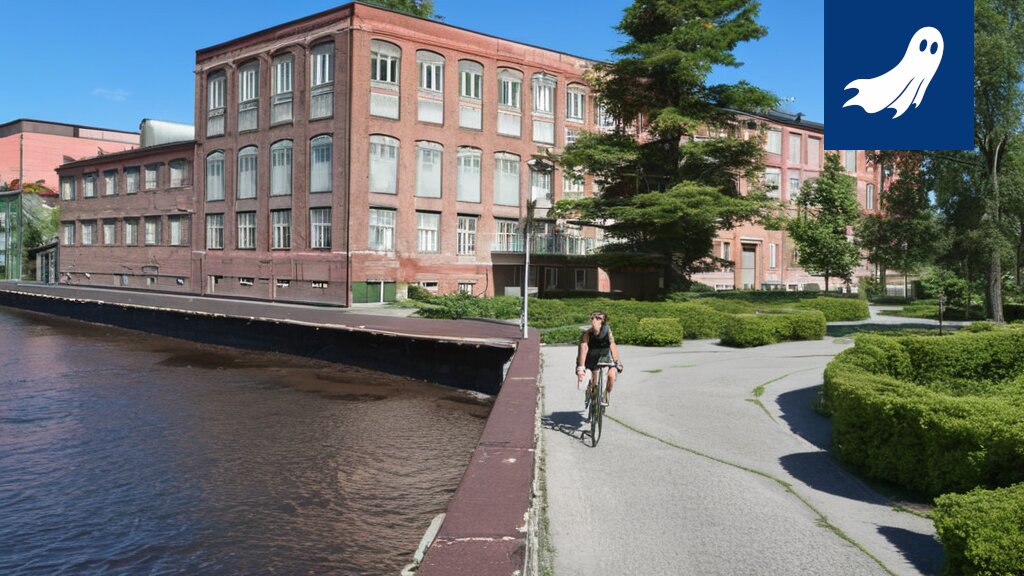Tampereen kaupungintalo auringonlaskun aikaan, symboloiden kaupungin uutta ilmastostrategiaa ja kasvavaa tuottoa.