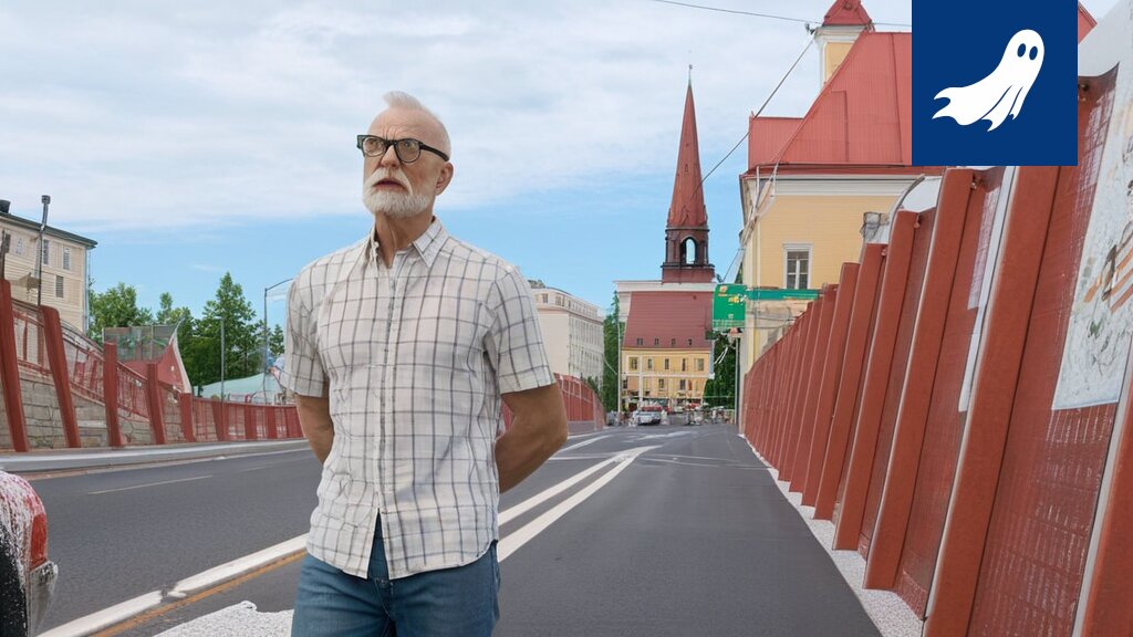 Erkkilän silta Tampereella, kuvitteellisessa vallatussa tilassa, satiirisen uutisartikkelin yhteydessä.