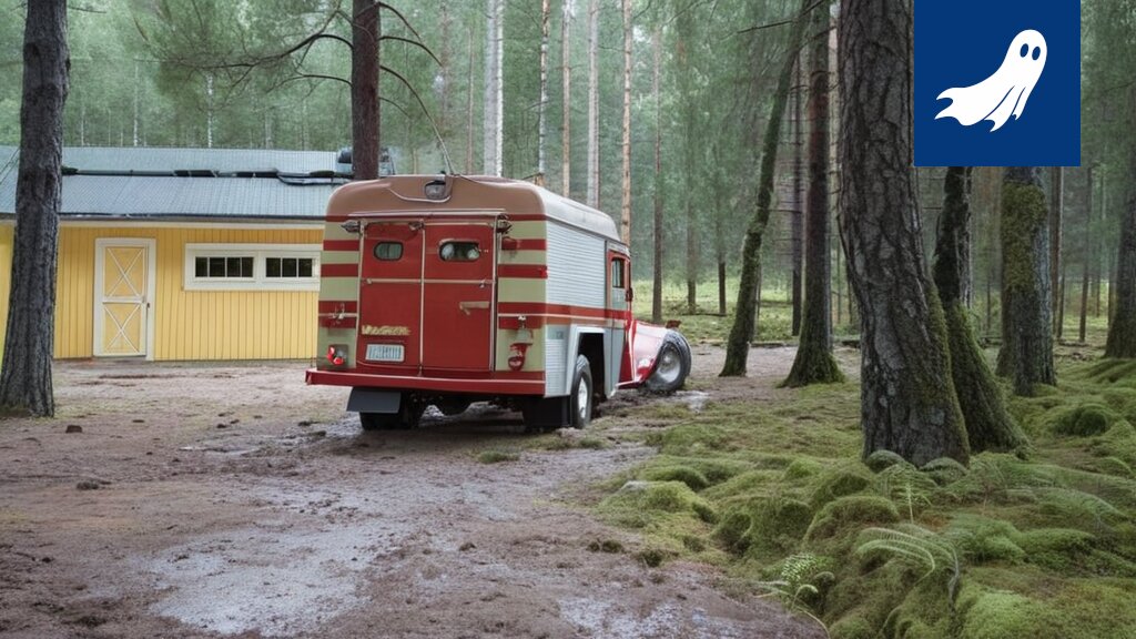 Savua nousee tuhoutuneesta kesämökistä Ylöjärven Toivolassa, satiirisen uutisartikkelin kuvituskuva.