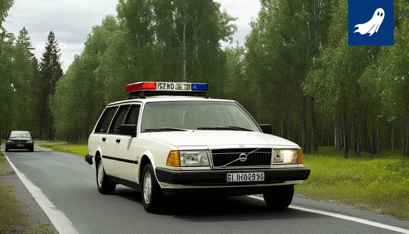 Palaava auto Ysitiellä, osa satiirista uutisartikkelia taiteellisesta provokaatiosta ja liikennehäiriöistä.