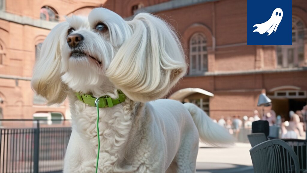 Sarjakuvamainen kuva Tampereen ratikasta ja koirasta, joka reagoi Safedog-hihnaan.