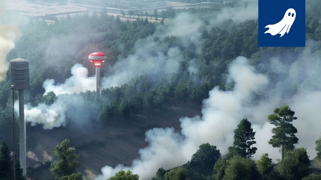 Palava metsä symboloi itseään päivittävää algoritmia, joka optimoi hiilen vapautumista satiirisen uutisartikkelin mukaan.
